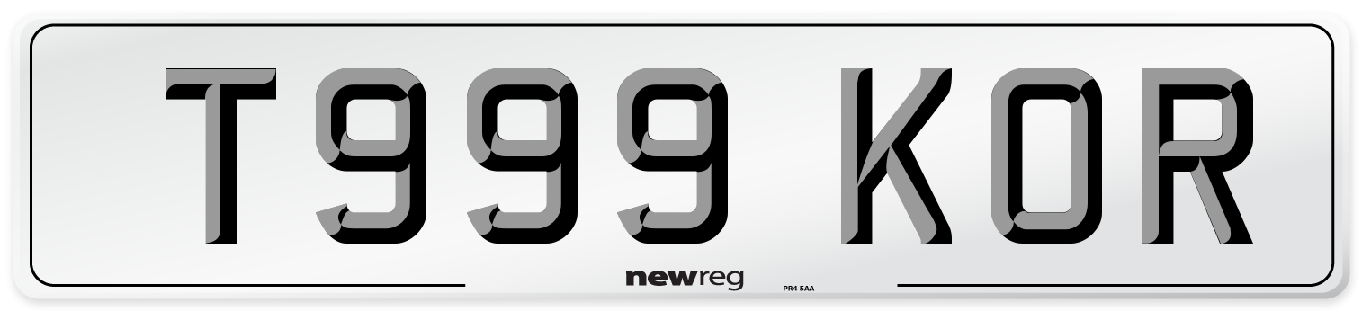 T999 KOR Number Plate from New Reg